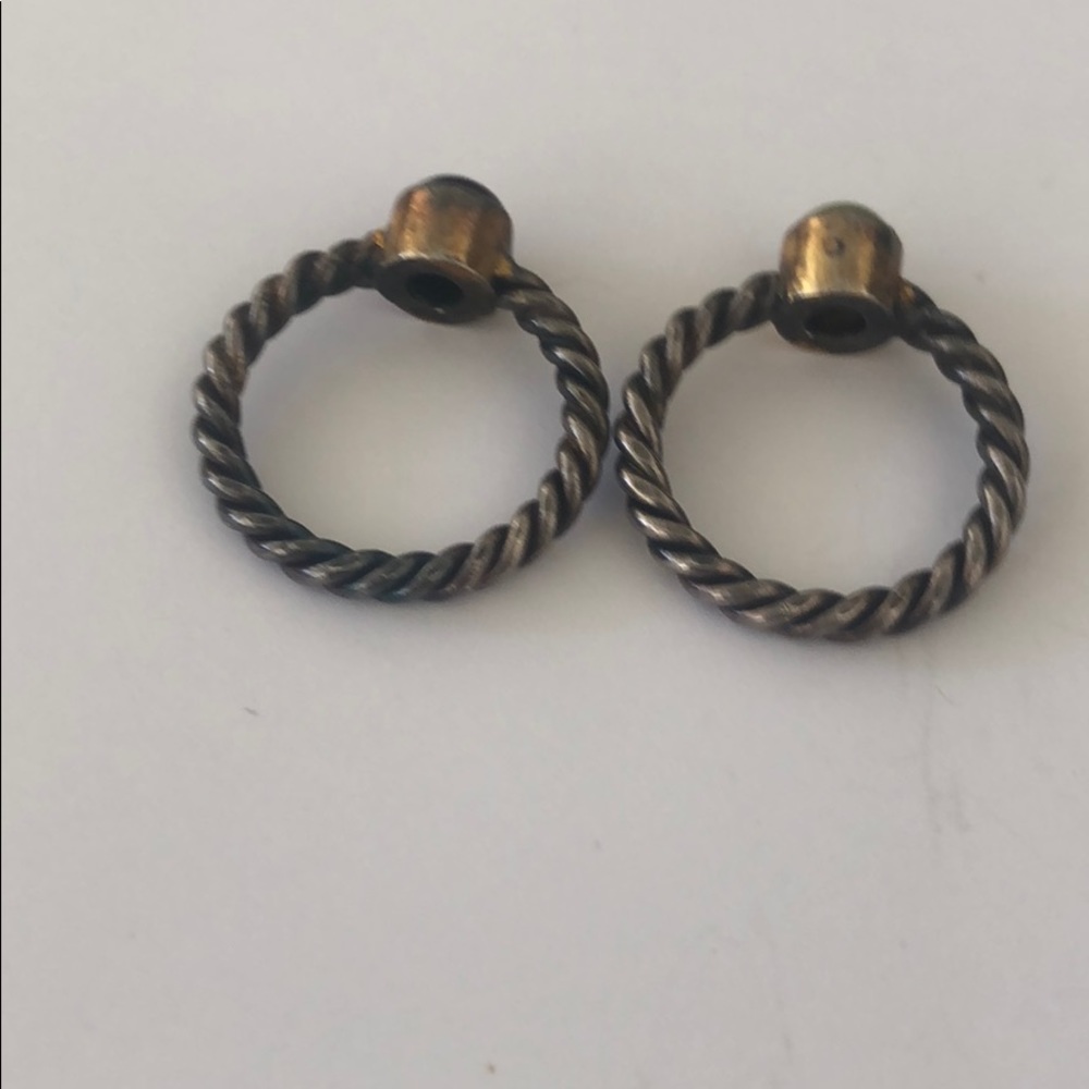 Sterling Stackable Pair 2 Rings Peridot Garnet Gem - image 3